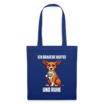 Ich Brauche Kaffee und Ruhe Podenco Podencos  - Stoffbeutel - Royalblau - Vorne