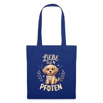 Liebe auf 4 Pfoten, niedlicher Hund - Stoffbeutel - Royalblau - Vorne