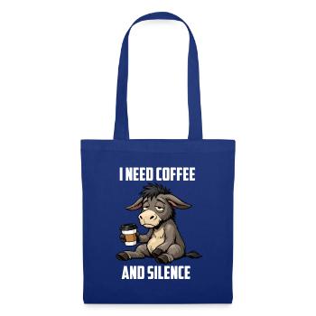 I Need Coffee and Silence Esel Eselchen Eselhalter - Stoffbeutel - Royalblau - Vorne