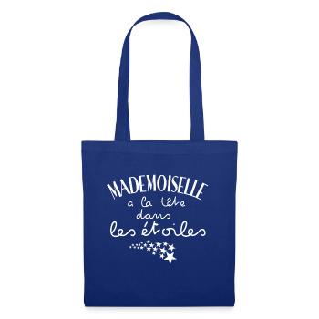 Mademoiselle a la tête dans les étoiles - Sac en tissu - bleu royal - Devant