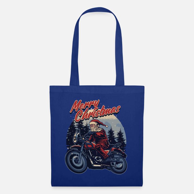 Motorrad Weihnachtsmann Geschenk - Stoffbeutel - Royalblau