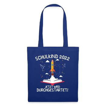 Schulkind 2022 Rakete Einschulung 1. Klasse Kind - Stoffbeutel - Royalblau - Vorne