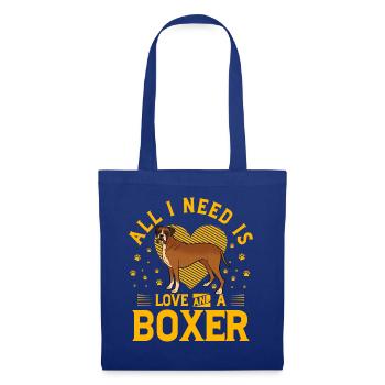 All I need is love and a Boxer - Stoffbeutel - Royalblau - Vorne