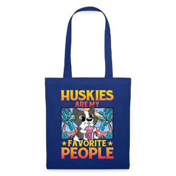 Huskies are my favorite people - Stoffbeutel - Royalblau - Vorne