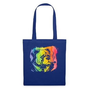 Englische Bulldogge Retro - Stoffbeutel - Royalblau - Vorne