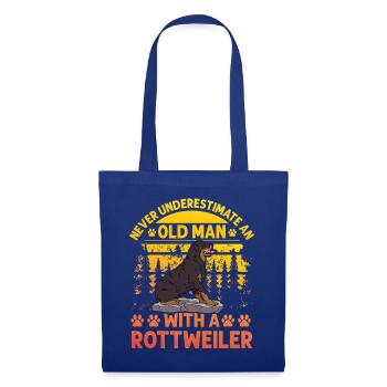 Ne sous-estimez jamais un vieil homme avec un Rottweiler - Sac en tissu - bleu royal - Devant