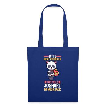 Bitte nicht schubsen ich habe Joghurt Panda - Stoffbeutel - Royalblau - Vorne