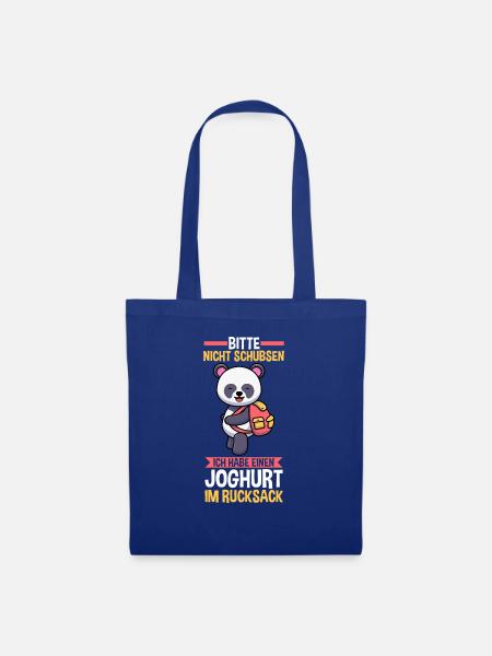Bitte nicht schubsen ich habe Joghurt Panda - Stoffbeutel - Royalblau
