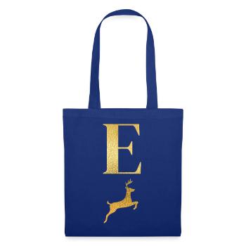 Letter e golden deer - gift idea - Tote Bag - royal blue - Front
