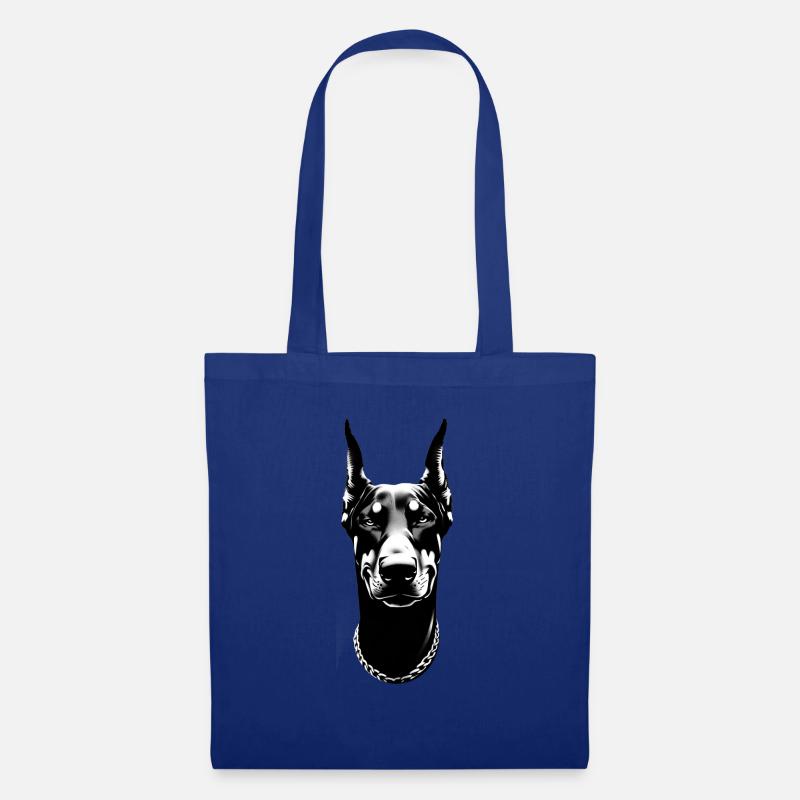 Dobermann grinst | Hundegesicht - Stoffbeutel - Royalblau
