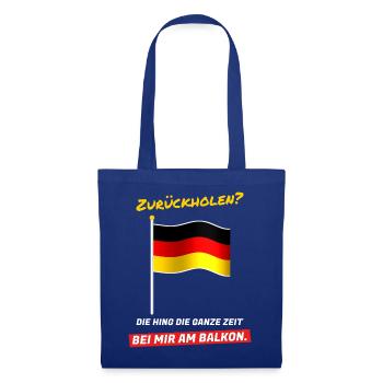 Zurückholen? Die hing die ganze Zeit am Balkon - Stoffbeutel - Royalblau - Vorne