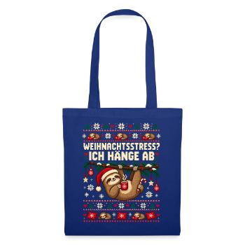 Faultier - Weihnachtsstress Ich hänge ab - Stoffbeutel - Royalblau - Vorne