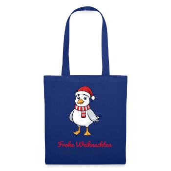 Weihnachten Möwe – Frohe Weihnachten von der Küste - Stoffbeutel - Royalblau - Vorne