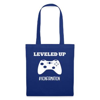 #Konfirmation Konfi Gamer Leveled Up Konfirmation - Stoffbeutel - Royalblau - Vorne