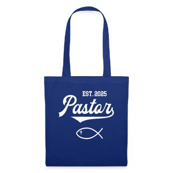 Pastor est 2025 Fisch Symbol Christentum Kirche - Stoffbeutel - Royalblau - Vorne