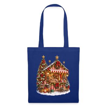 Weihnachtsmarkt-Chalet - Stoffbeutel - Royalblau - Vorne