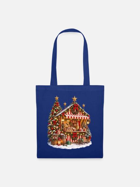 Weihnachtsmarkt-Chalet - Stoffbeutel - Royalblau