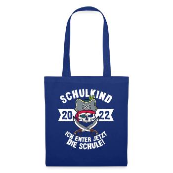 Schulkind 2022 - Einschulung Pirat Erstklässler - Stoffbeutel - Royalblau - Vorne