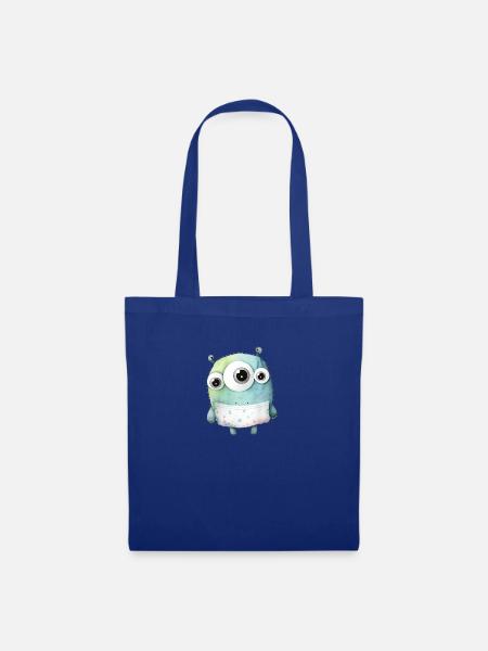 Süßes Aquarell Monster - Stoffbeutel - Royalblau