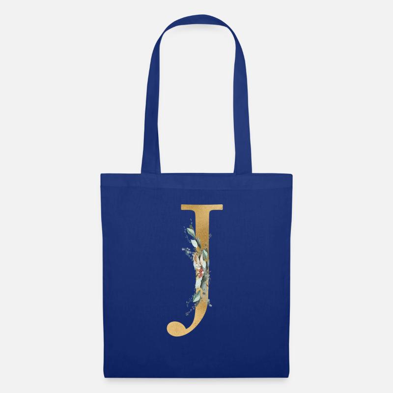 Personalisierbar Monogramm J - Stoffbeutel - Royalblau