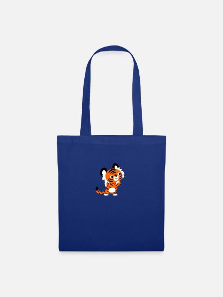 Wissbegieriger Tiger von Cheerful Madness!! - Stoffbeutel - Royalblau