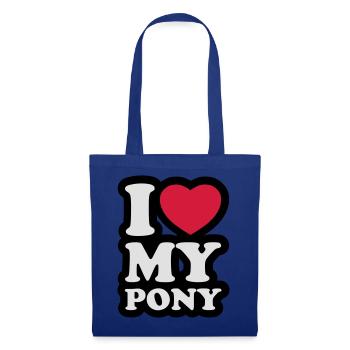 I love my pony - J'aime mon poney - Sac en tissu - bleu royal - Devant