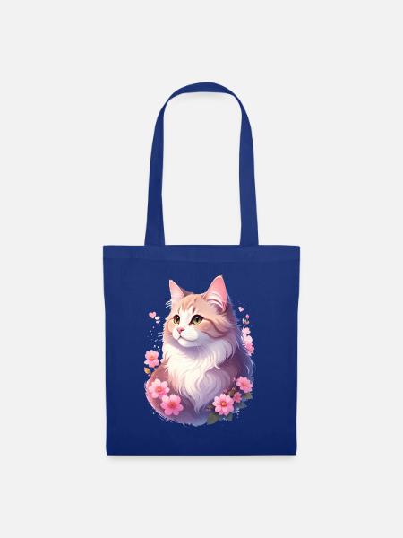 Angora Katze Portrait - Stoffbeutel - Royalblau