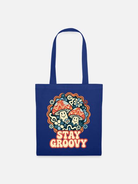 Stay Groovy Retro Pilze - Stoffbeutel - Royalblau