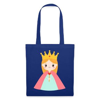 Kawaii Prinzessin Süßes Krone Mädchen T-Shirt - Stoffbeutel - Royalblau - Vorne