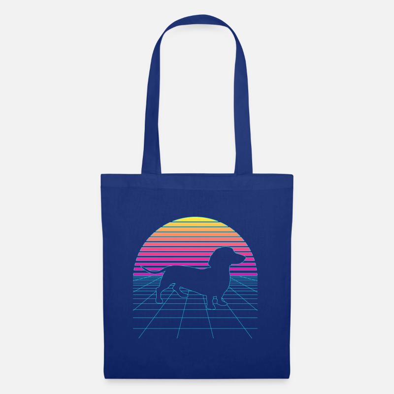 Vaporwave Dackel Hund Dachshund 80er 90er - Stoffbeutel - Royalblau