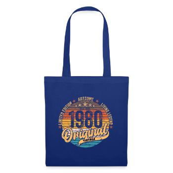1980 Anniversaire né en 1980 Retro Vintage - Sac en tissu - bleu royal - Devant