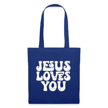 Jésus t’aime - Jesus liebt dich - Chrétien - Sac en tissu - bleu royal - Devant