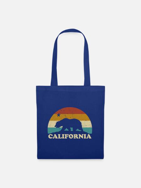 California Retro Surfer Bär Flagge vintage 70er - Stoffbeutel - Royalblau