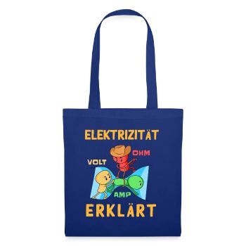 Elektrizität Erklärt - Elektriker - Stoffbeutel - Royalblau - Vorne