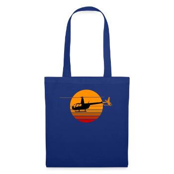 Hélicoptère R44 devant un soleil d'époque - Sac en tissu - bleu royal - Devant