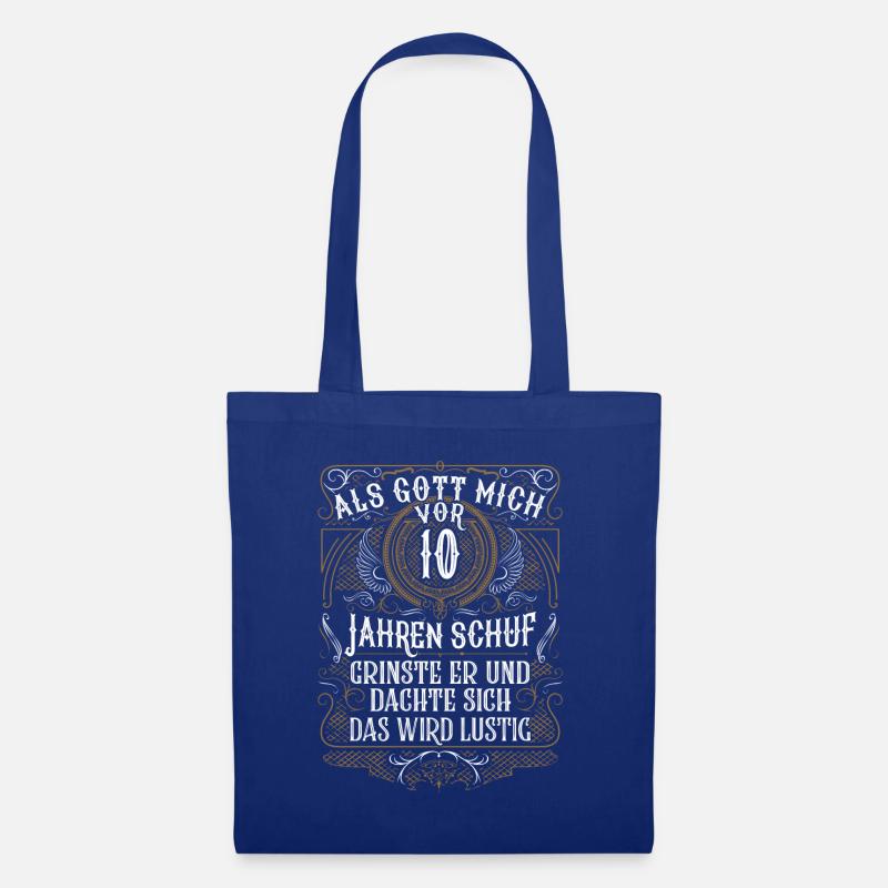 Als Gott mich vor 10 Jahren schuf 10. Geburtstag - Stoffbeutel - Royalblau