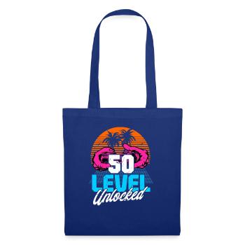 Level 50 Unlocked 50th Birthday Gamer 80s retro - Tote Bag - royal blue - Front