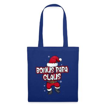 Bonus Papa Claus Weihnachtsmann Kostüm Familien - Stoffbeutel - Royalblau - Vorne