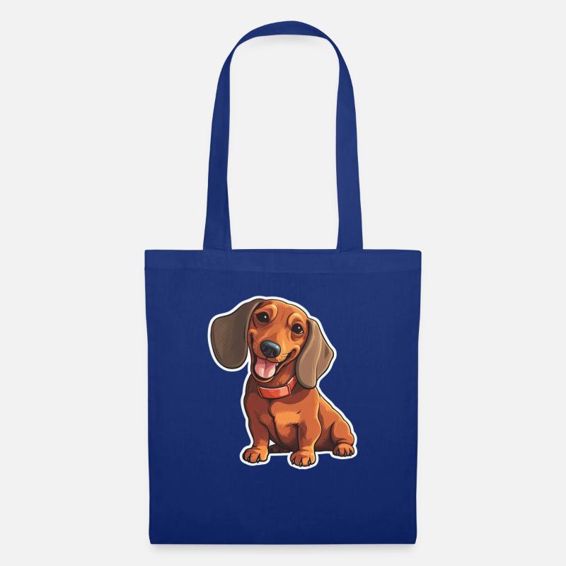 Dackel Teckel Hund Rasse Illustration Welpe Bild - Stoffbeutel - Royalblau