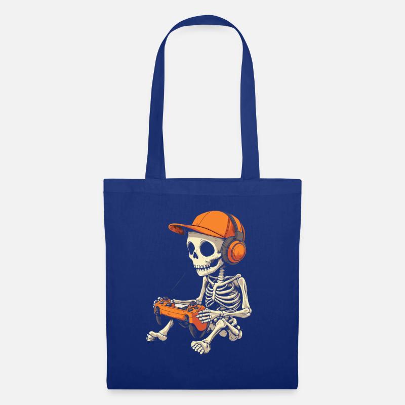 Skelett Halloween Gamer Gaming Junge Kinder Boy - Stoffbeutel - Royalblau