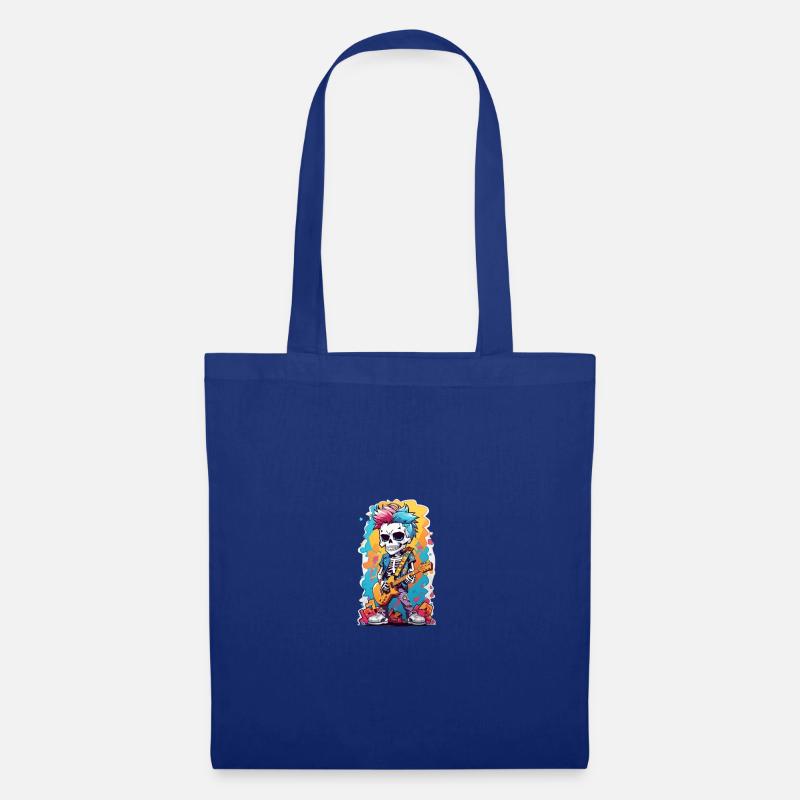 rocker-style skeleton with a guitar - Stoffbeutel - Royalblau