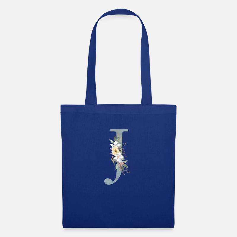 Spring Flowers Monogramm J - Stoffbeutel - Royalblau
