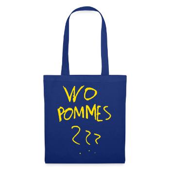 WoPommes – Lustiges Wortspiel Design mit Pommes  - Stoffbeutel - Royalblau - Vorne