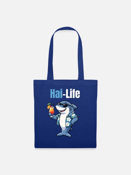 Hai-Life | Cooler Cartoon-Hai mit Sommerfeeling - Stoffbeutel - Royalblau