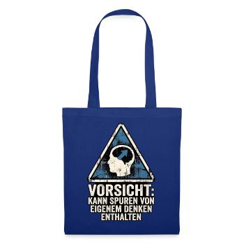 Vorsicht Denker - Stoffbeutel - Royalblau - Vorne