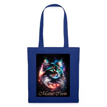 Main Coon Nebula - Fantasy Weltall Katze - Stoffbeutel - Royalblau - Vorne