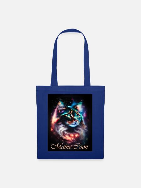 Main Coon Nebula - Fantasy Weltall Katze - Stoffbeutel - Royalblau