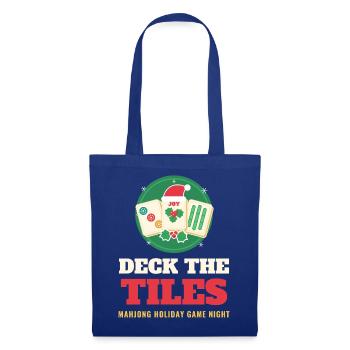Deck die Steine – lustiges Mahjong-Weihnachtsspiel - Stoffbeutel - Royalblau - Vorne