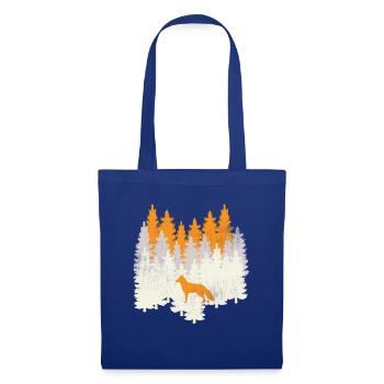 Rétro Renard Vintage Forêt Collage de sapins - Sac en tissu - bleu royal - Devant