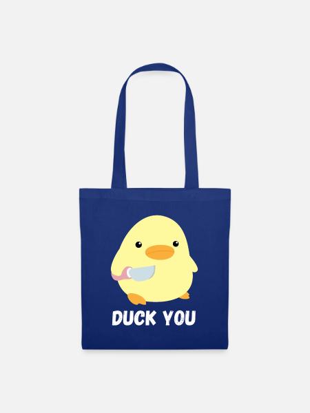 Duck you Süße Ente mit Messer Meme Huhn Geschenk - Stoffbeutel - Royalblau